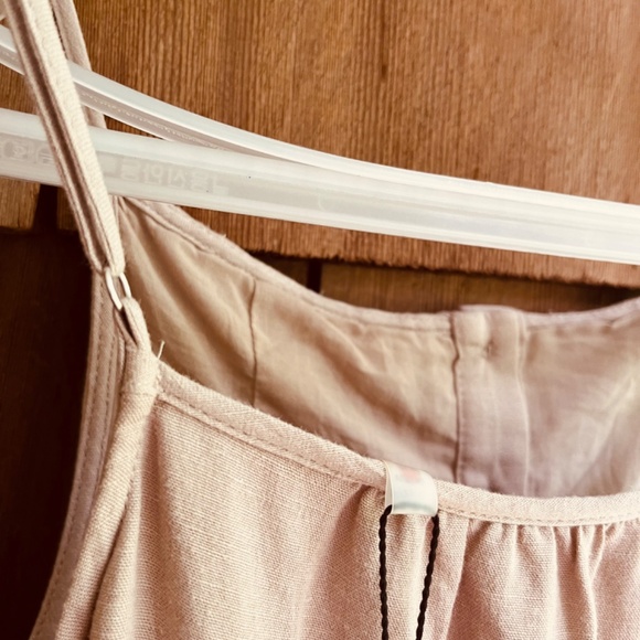 Elie Tahari Tiered Linen-Blend Midi Dress Baige Sundress Size M - Picture 16 of 16